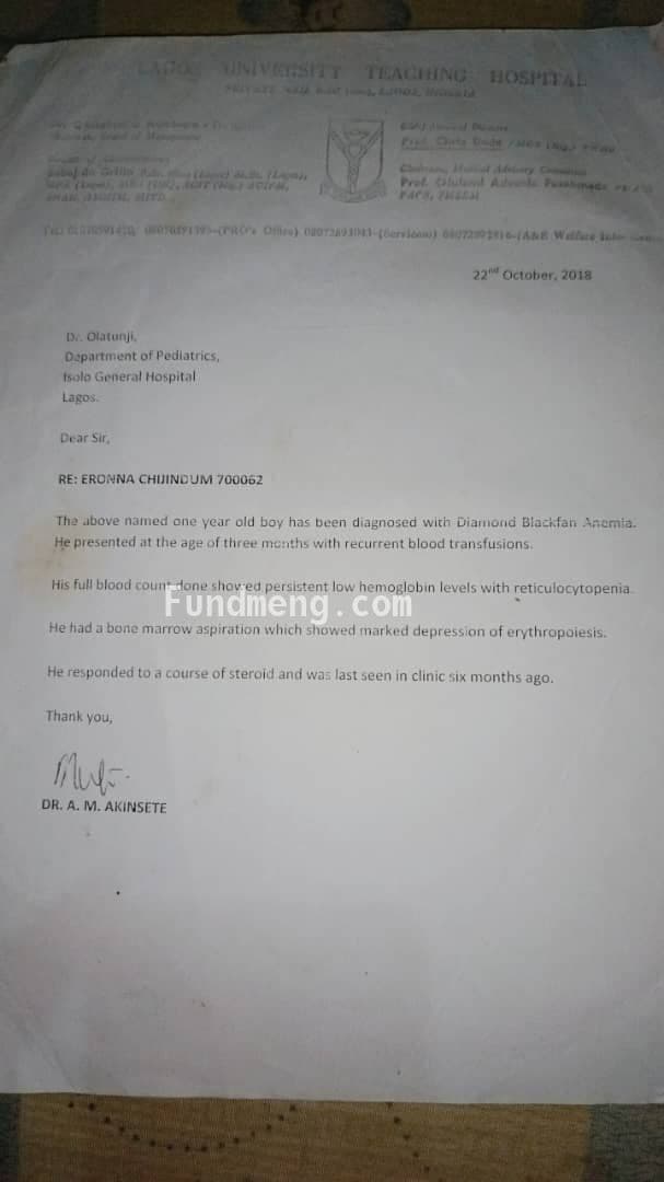 HELP MY CHILD ERONNA CHIJINDUM FOR BONE MARROW TRANSPLANT